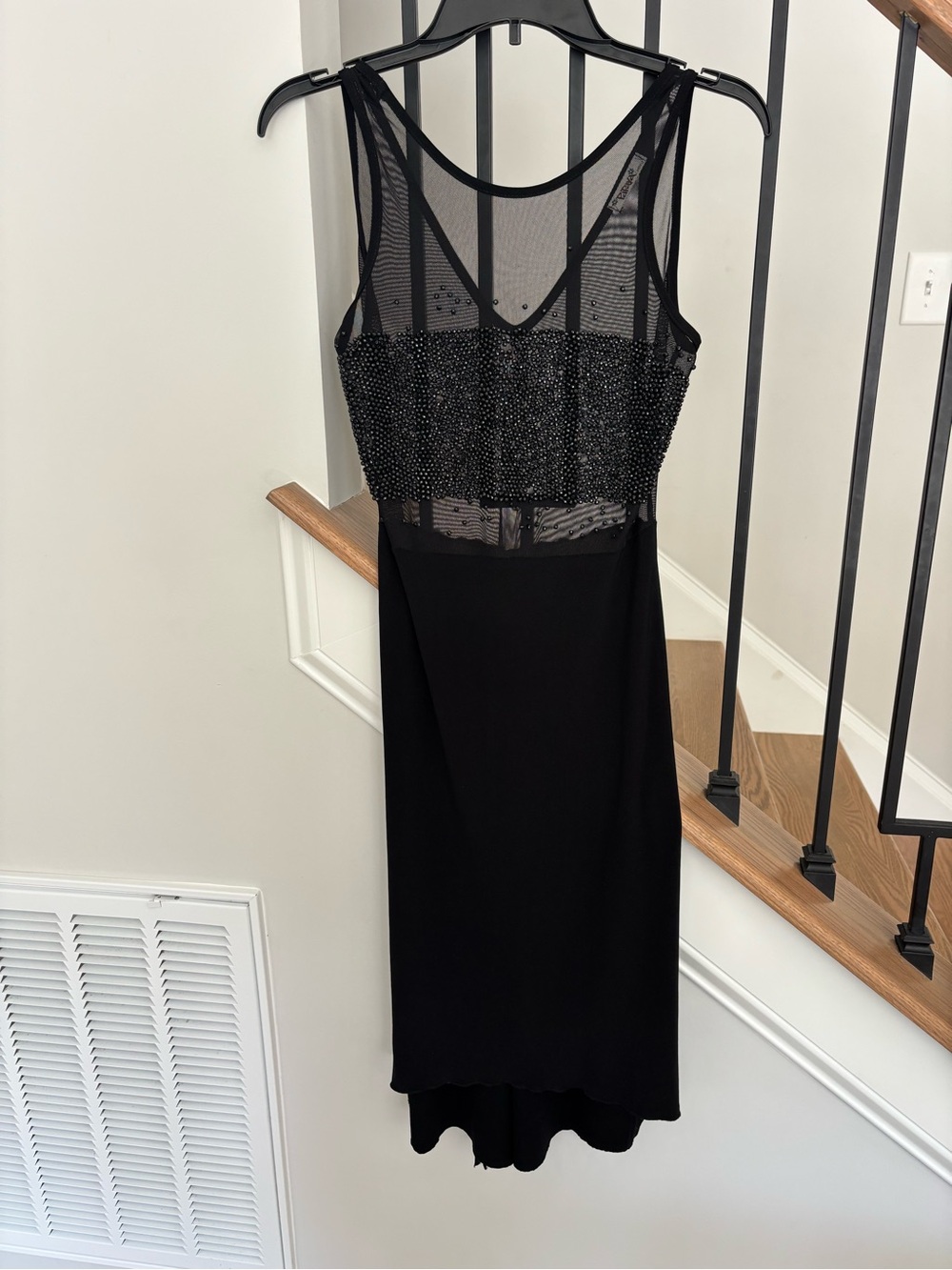Papaya Black Beaded Mesh Midi Dress